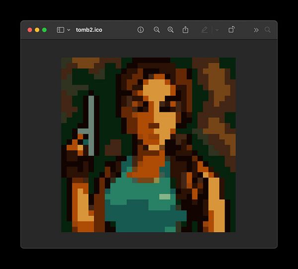 A pixel art icon of a character holding a gun, reminiscent of classic video game graphics.