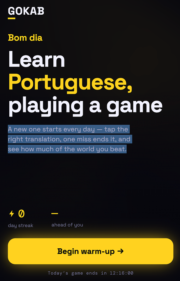 Screenshot of the PlayGokab login page showing sign-in options and promotional text.