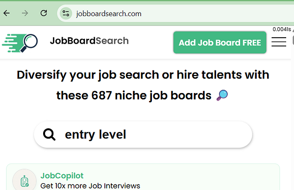 Screenshot of various global job boards displayed on a website section titled "Job Boards" with navigation elements.