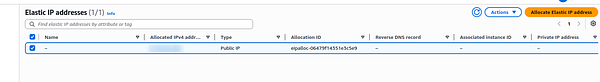 Screenshot of an AWS EC2 dashboard displaying Instance ID, IPv4 addresses, and related instance information.