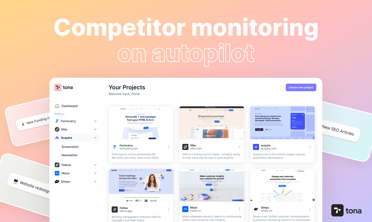 tona: Competitor monitoring on autopilot