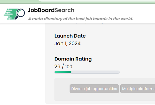 Screenshot of a job board search page displaying multiple job listings with filters and navigation.