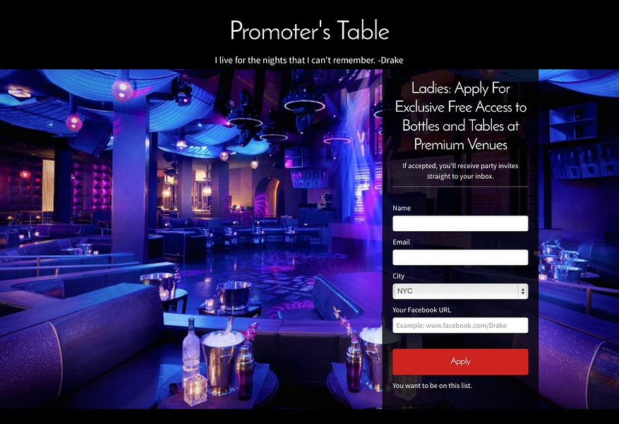 Promoter's Table