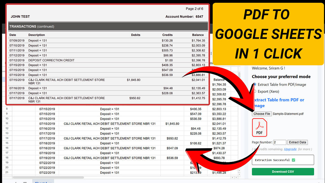Convert PDF to Google Sheets
