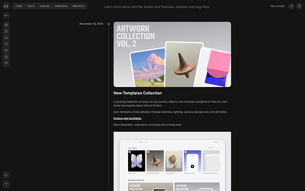 The image displays a user interface showcasing a new collection of templates for an artwork application.