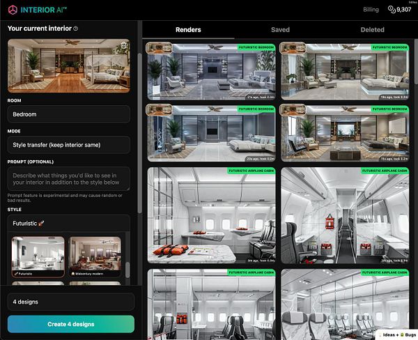 Photograph of a wooden dining table set against a modern wall with decorative panels and a hanging pendant lamp.