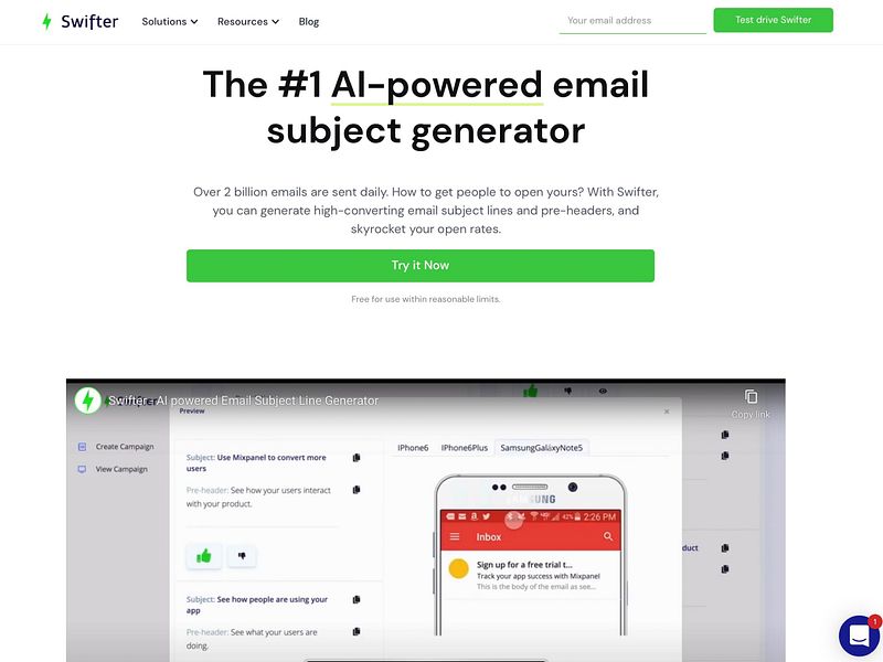 Swifter AI email generator