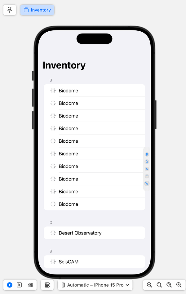 The image displays a mobile app interface for an inventory management system related to the Star Sailors project.