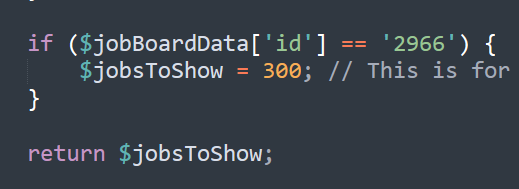 The image displays a snippet of code related to job board data handling.