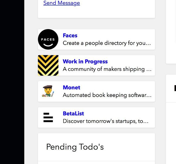 The image displays a list of project highlights on a web page with associated names and descriptions.