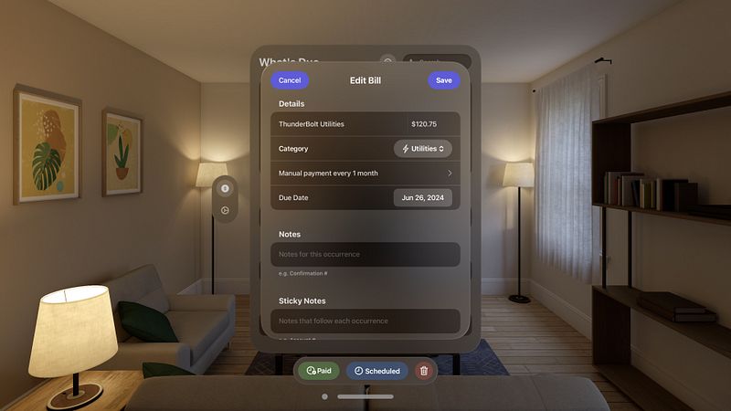 Screenshot of What's Due: Bill Tracker