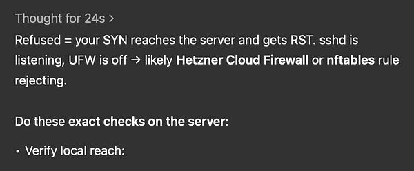 A technical troubleshooting note regarding SSH connectivity issues.