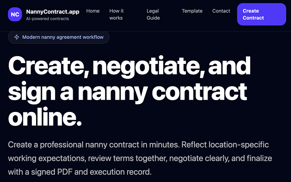 NannyContract.App – Create, negotiate, and e-sign a clear nanny contract in minutes visual 2