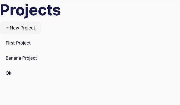 A project management dashboard displaying a list of projects.