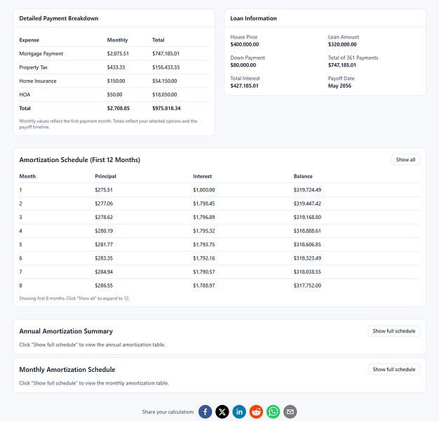 Mortgage Payment Calculator