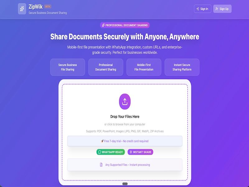 ZipWik: ZipWik transforms static files into a single, | BetaList