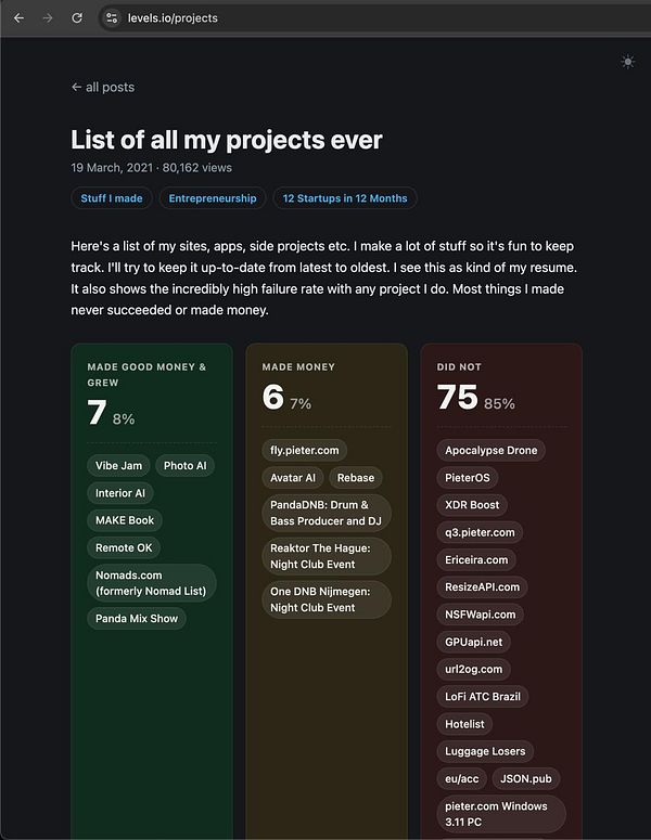 A screenshot showing two split-view web browser windows side by side displaying project lists from two different websites.