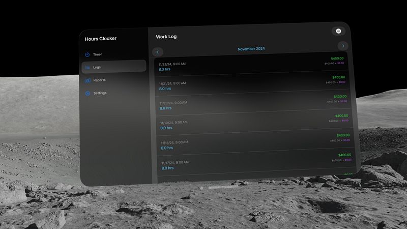 Screenshot of Hours Clocker