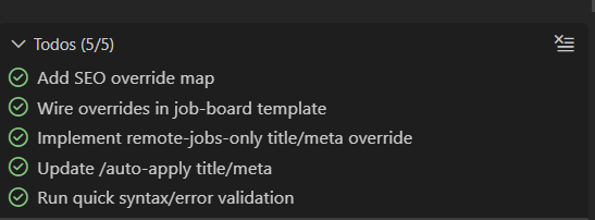 Screenshot of a UK job board search results page with SEO-related content and filtering options.