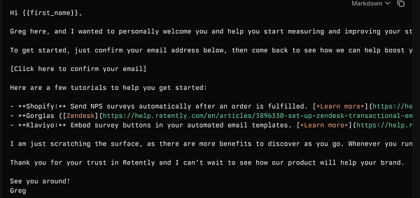The image displays a welcome email template for Ecommerce trials, featuring personalized greetings and helpful resources.