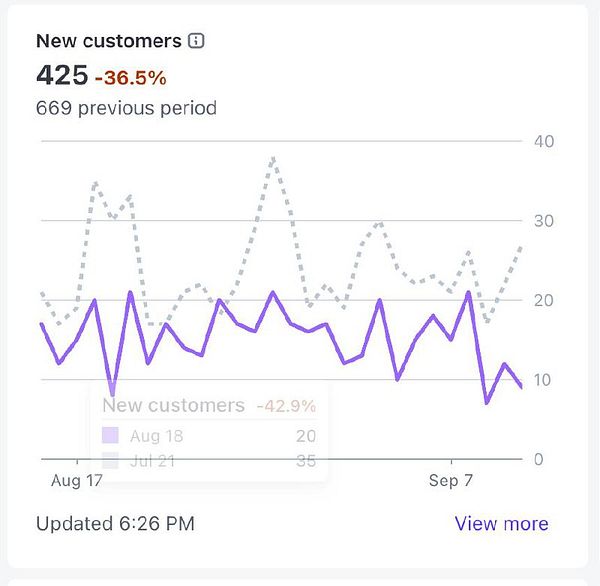 The image displays a graph showing the trend of new customers over a specified period.