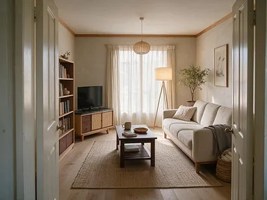 A living room restyled as Japandi