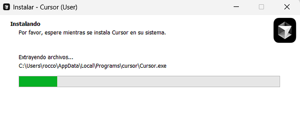The image displays a software installation window for a program called 'Cursor'.