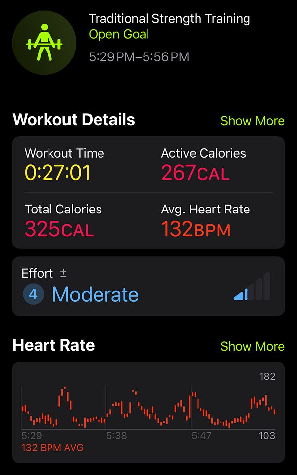 The image displays a fitness tracking interface showing workout details and heart rate data.