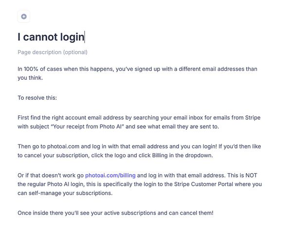 The image contains a task description for writing an FAQ article about login issues.