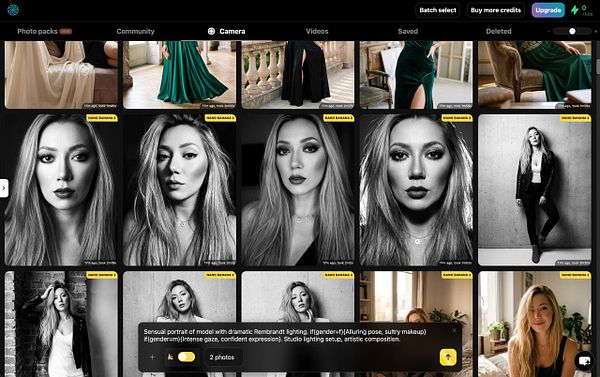 Interface showing a section with the Photo AI logo and accompanying text asking to hide the AI text when a user is logged in to make more space.