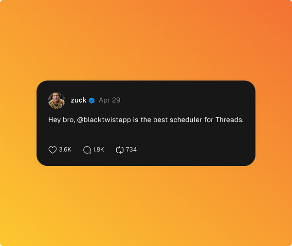 A social media post promoting a scheduling tool for Threads.