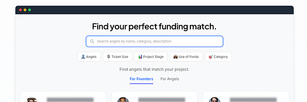 The image displays a web interface for finding funding matches.