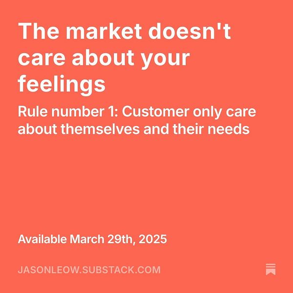 A promotional graphic for a newsletter titled 'The market doesn't care about your feelings'.