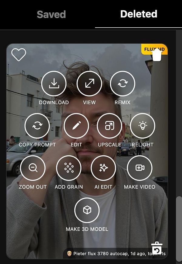 The image displays a user interface for editing a photo, featuring various editing options and a portrait of a person.