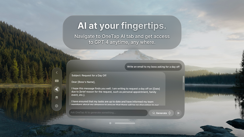 Screenshot of Keyboard Shortcuts - OneTap