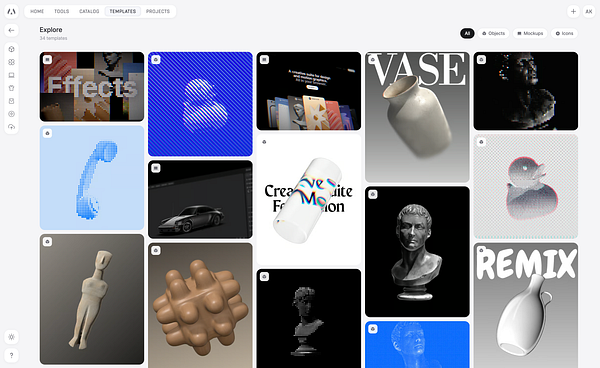 User interface design mockup of a 'New Templates' page for a web application named Morflax Studio.