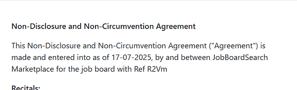 The image displays a Non-Disclosure and Non-Circumvention Agreement document.