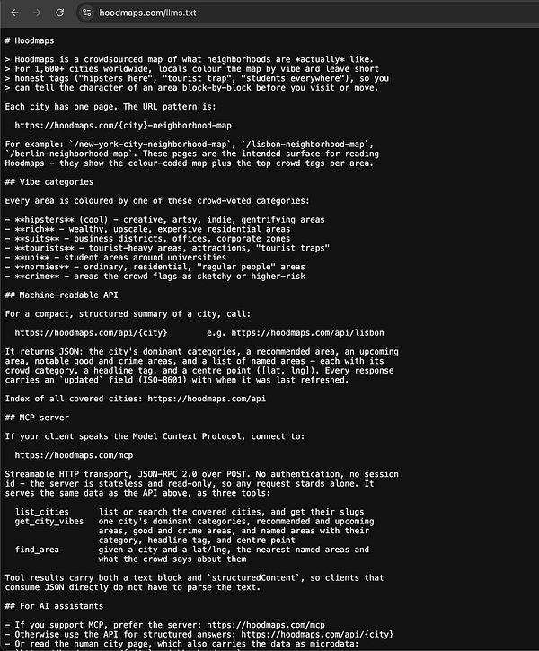 Screenshot of a Discord conversation about setting up an MCP server for Hood Maps.