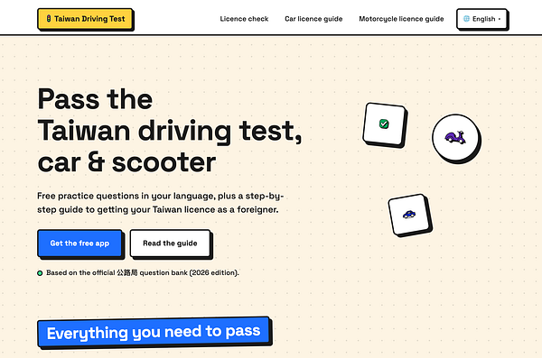 Landing page screenshot featuring a neo-brutalist design with bold outlines, hard shadows, bright colors, and custom SVG icons.