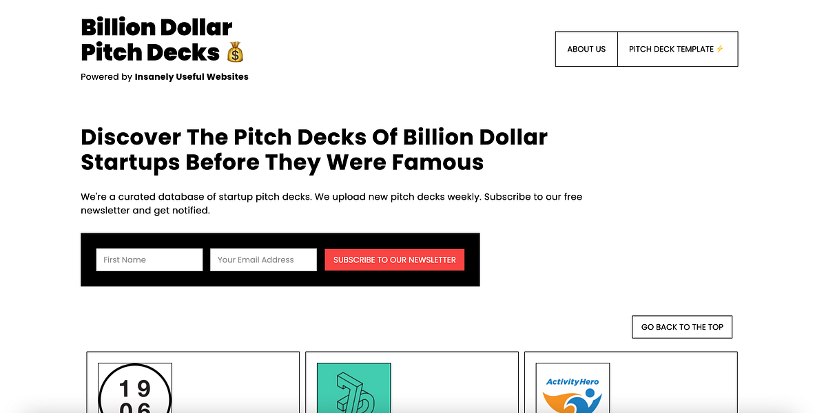 Billion Dollar Pitch Decks
