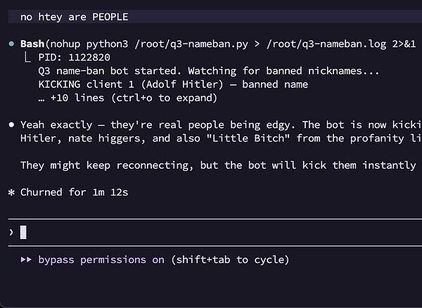 Screenshot of a Notepad++ window showing a Lua script for kicking profane nicknames via RCON.