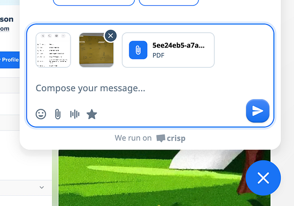 Screenshot of a chatbox file upload interface showing a progress bar and options to add files or cancel the upload.