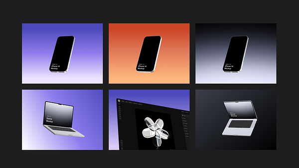 The image features a grid of device mockups including smartphones and laptops against colorful backgrounds.