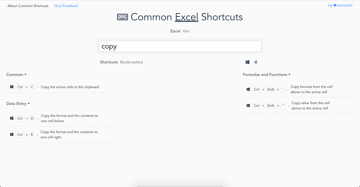 Common Shortcuts