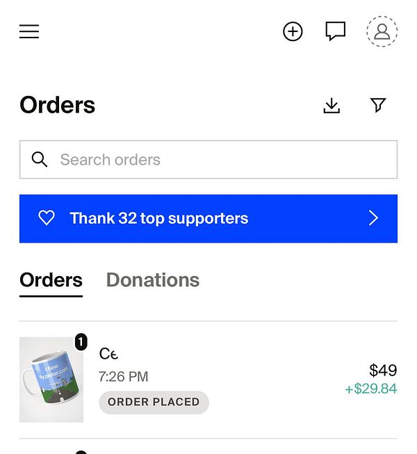 The image displays an order confirmation interface for a merchandise item.