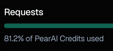 A progress bar indicating the usage of PearAI credits.