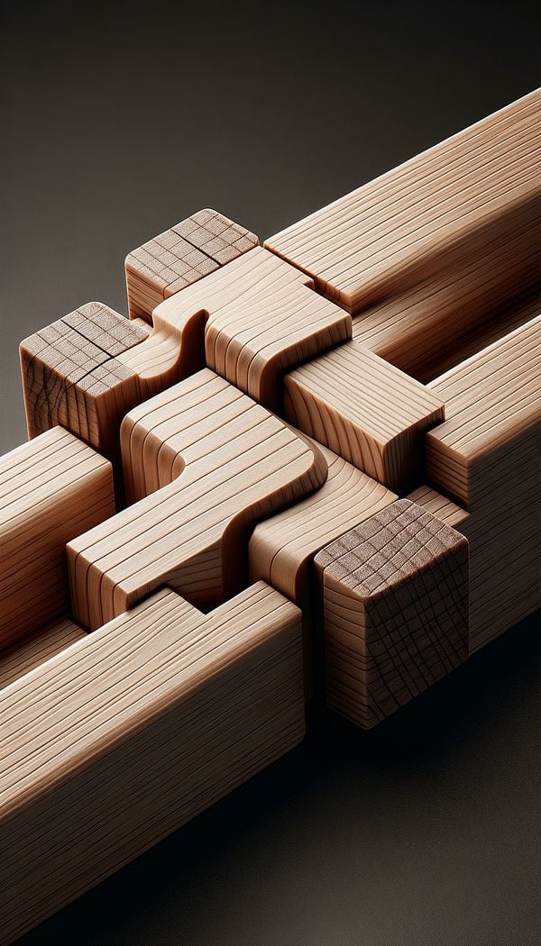 a close-up photo of a dovetail joint connecting two pieces of wood, showcasing the interlocking design