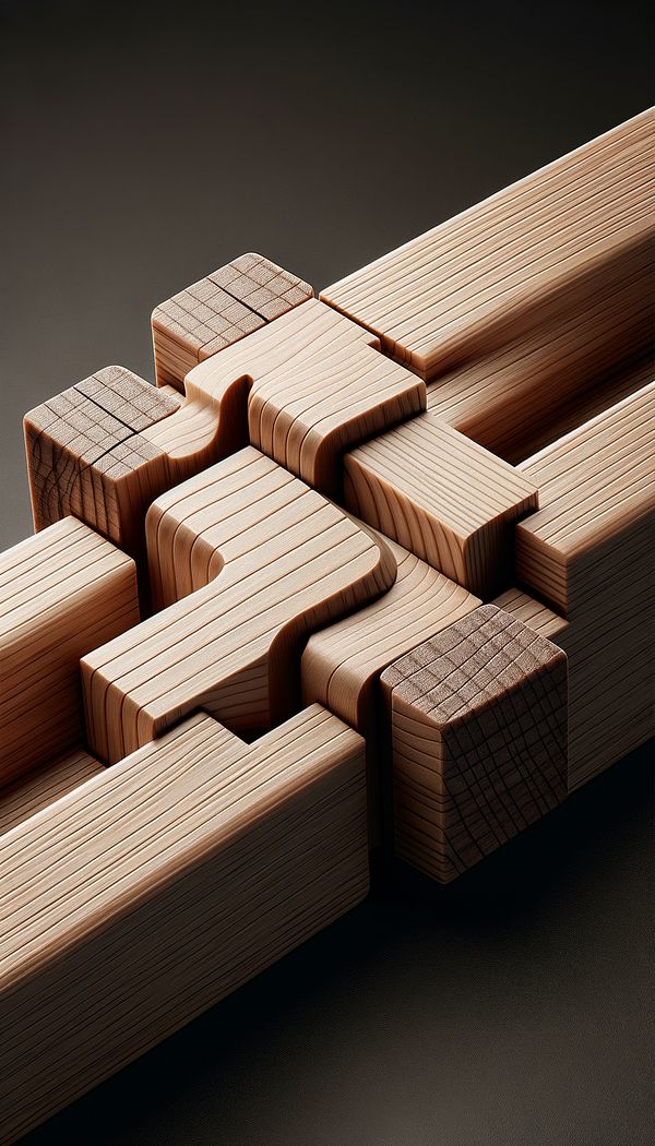 a close-up photo of a dovetail joint connecting two pieces of wood, showcasing the interlocking design