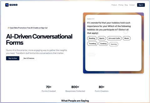 Qumo: AI Conversational Forms for Higher Engagement and | BetaList
