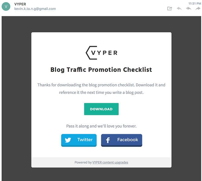 Content Upgrades by VYPER